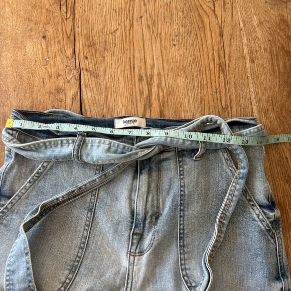 Kensie Belted Porkchop Cropped Jeans Straight Legged Denim 6/28 - Picture 6 of 7